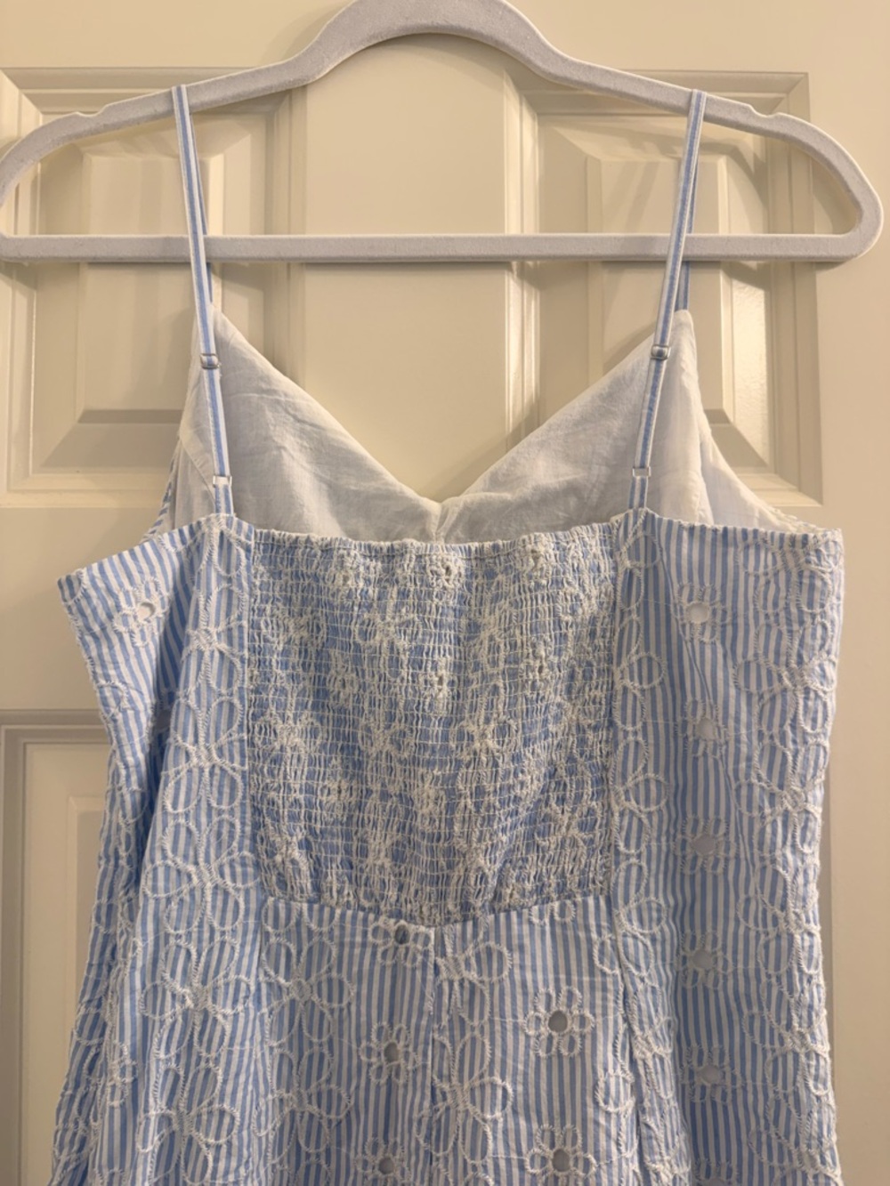 GAP V-Neck Light Blue Eyelet Midi Dress Size Small - Picture 4 of 8